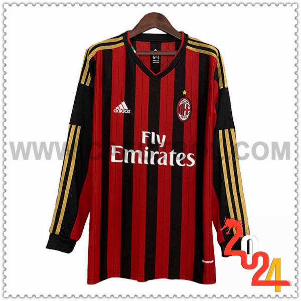 Primera Camiseta Retro AC Milan Mangas largas 2013/2014