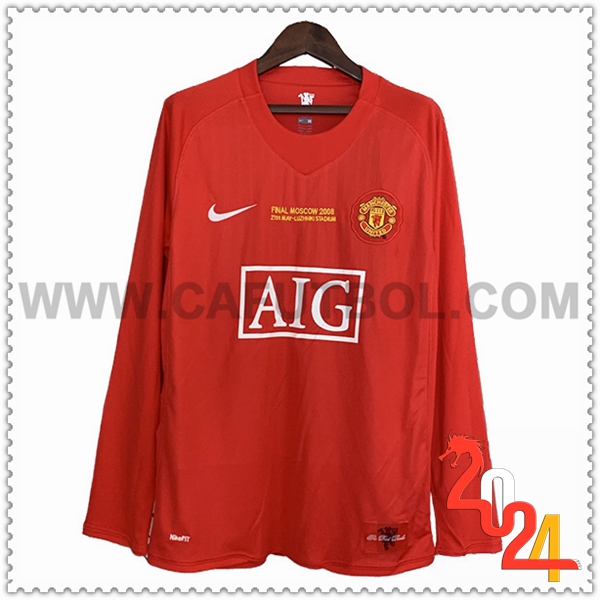 Primera Camiseta Retro Manchester United Mangas largas 2007/2008
