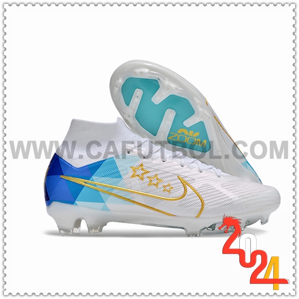 Nike Zapatos Futbol Zoom Superfly 9 Elite MR FG Blanco/Azul/Amarillo