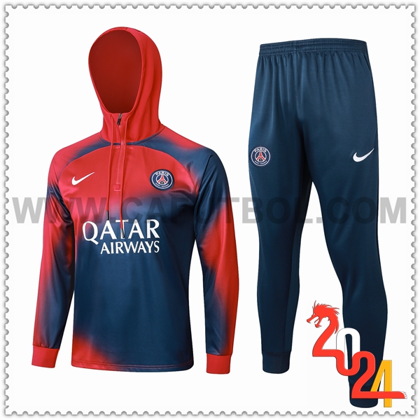 Chaqueta Con Capucha Chandal PSG Rojo/Azul 2023 2024