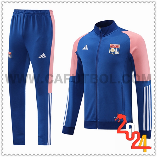 Chandal Futbol Chaquetas lyon Azul/Rosa 2023 2024