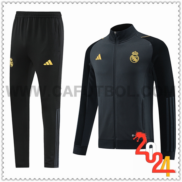 Chandal Futbol Chaquetas Real Madrid Gris Oscuro 2023 2024