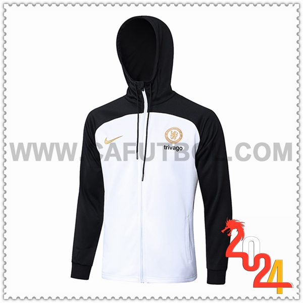 Chaqueta Con Capucha FC Chelsea Blanco/Negro 2023 2024