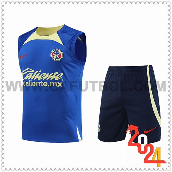 Camiseta Entrenamiento sin mangas + Cortos Club America Azul/Verde 2024/2025