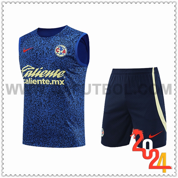 Camiseta Entrenamiento sin mangas + Cortos Club America Azul/Negro/Verde 2024/2025
