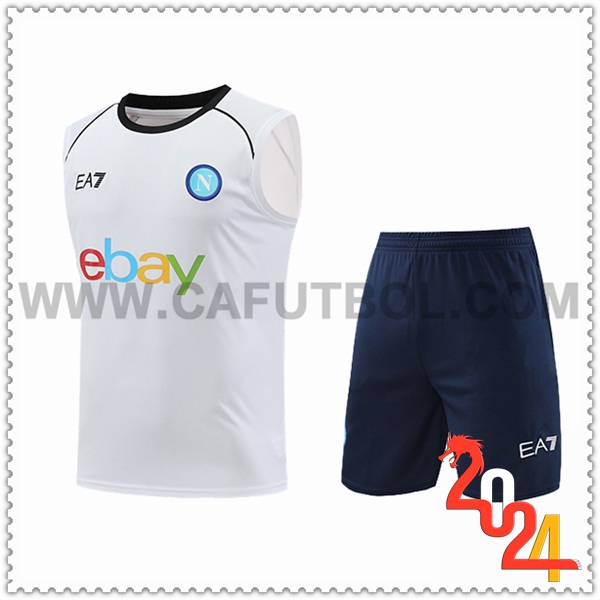 Camiseta Entrenamiento sin mangas + Cortos SSC Napoles Blanco/Azul 2024/2025