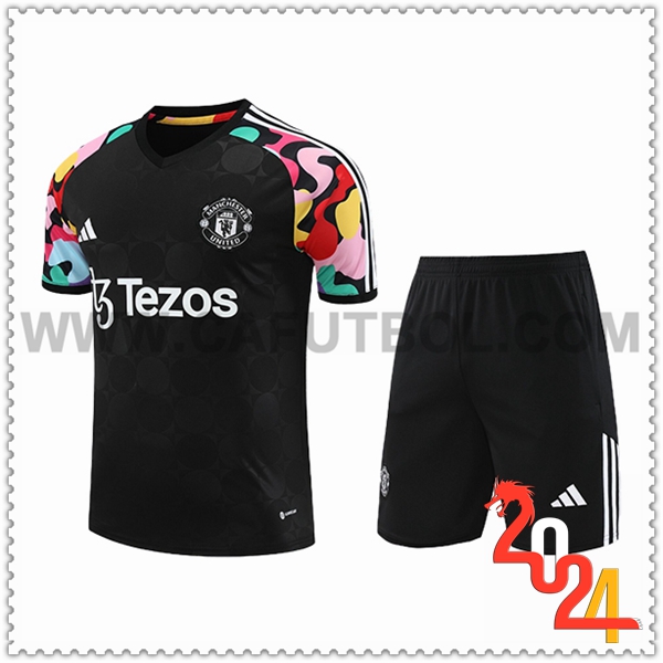 Camiseta Entrenamiento + Cortos Manchester United Negro 2024/2025 -05