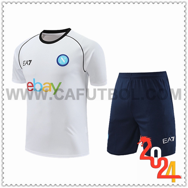Camiseta Entrenamiento + Cortos SSC Napoles Blanco/Azul 2024/2025