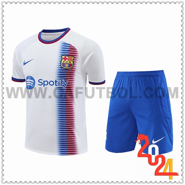 Camiseta Entrenamiento + Cortos FC Barcelona Blanco/Azul 2024/2025