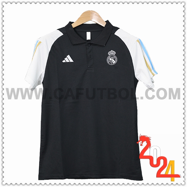 Camiseta Polo Real Madrid Negro/Blanco 2023 2024