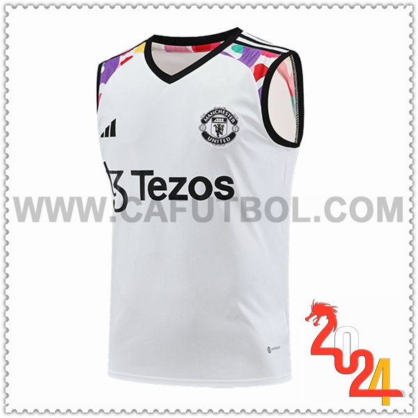 Chalecos De Futbol Manchester United Blanco/Negro 2024/2025