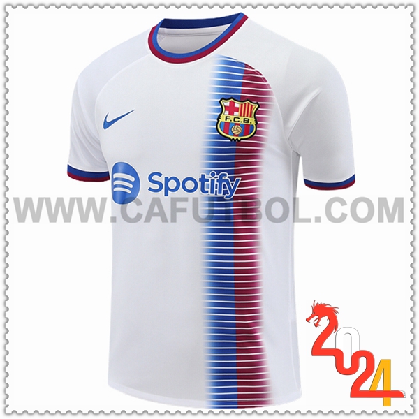 Camiseta Entrenamiento FC Barcelona Blanco/Azul 2024/2025