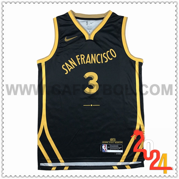 Camisetas Golden State Warriors (PAUL #3) 2023/24 Negro/Amarillo -03