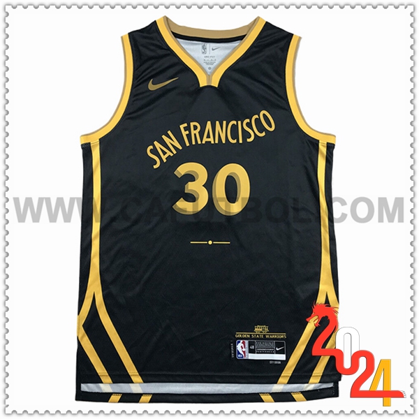 Camisetas Golden State Warriors (CURRY #30) 2023/24 Negro/Amarillo -05