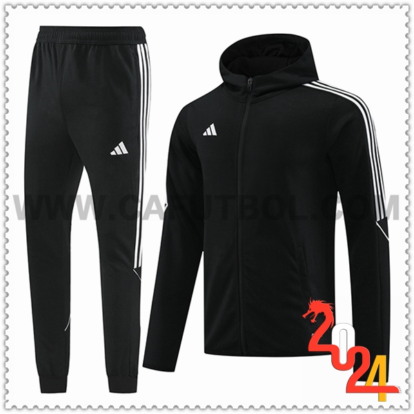 Chaqueta Con Capucha Chandal Rompevientos Adidas Negro/Blanco 2023 2024