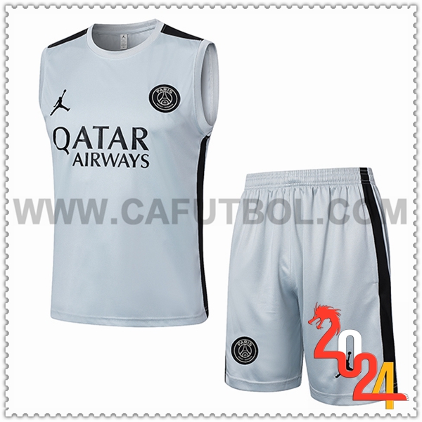 Camiseta Entrenamiento sin mangas + Cortos Jordan PSG Blanco/Negro 2024 2025