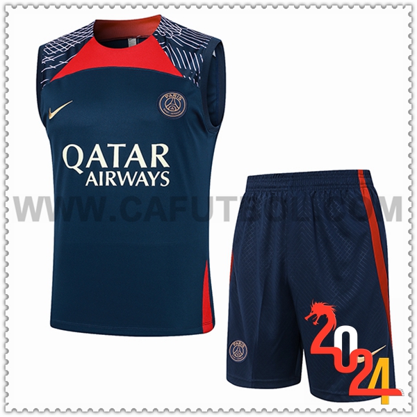 Camiseta Entrenamiento sin mangas + Cortos PSG Azul Oscuro 2024 2025