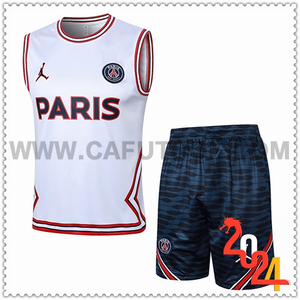 Camiseta Entrenamiento sin mangas + Cortos Jordan PSG Blanco/Rojo 2024 2025