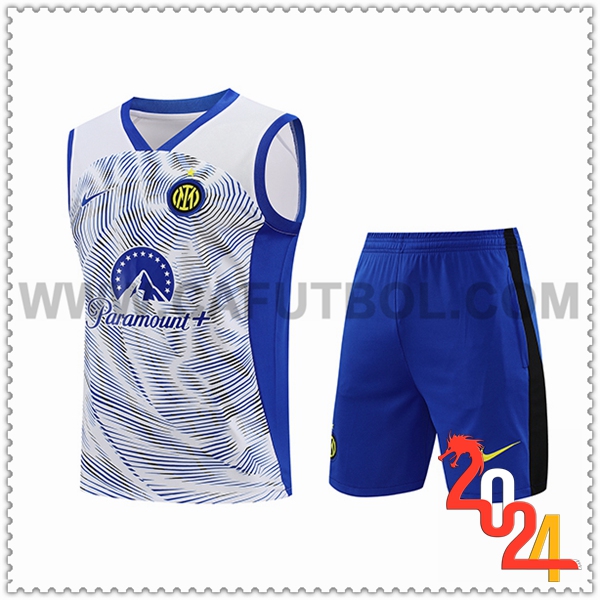 Camiseta Entrenamiento sin mangas + Cortos Inter Milan Blanco/Azul 2024 2025