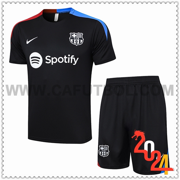 Camiseta Entrenamiento + Cortos FC Barcelona Negro/Azul/Rojo 2024 2025