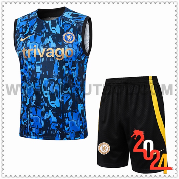 Camiseta Entrenamiento sin mangas + Cortos FC Chelsea Azul/Negro 2024 2025