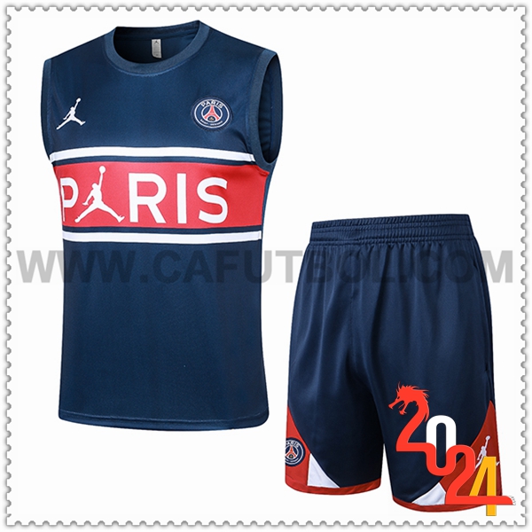 Camiseta Entrenamiento sin mangas + Cortos Jordan PSG Azul/Rojo 2024 2025