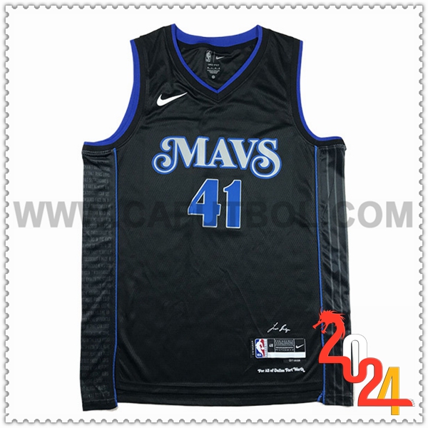 Camisetas Dallas Mavericks (NOWITZKI #41) 2024/25 Negro/Azul