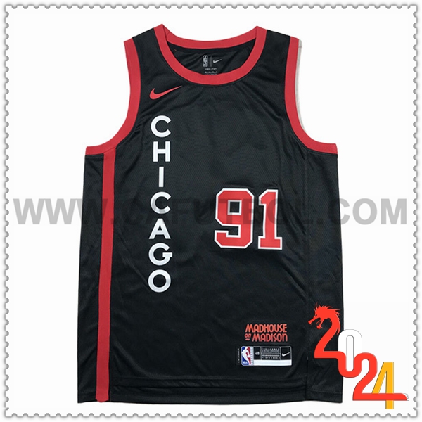 Camisetas Chicago Bulls (ROOMAN #91) 2024/25 Negro/Rojo