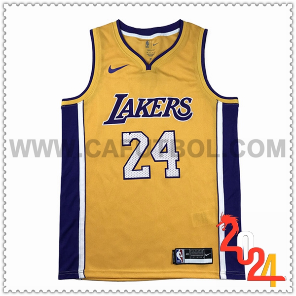 Camisetas Los Angeles Lakers (BRYANT #24) 2024/25 Amarillo/Violeta