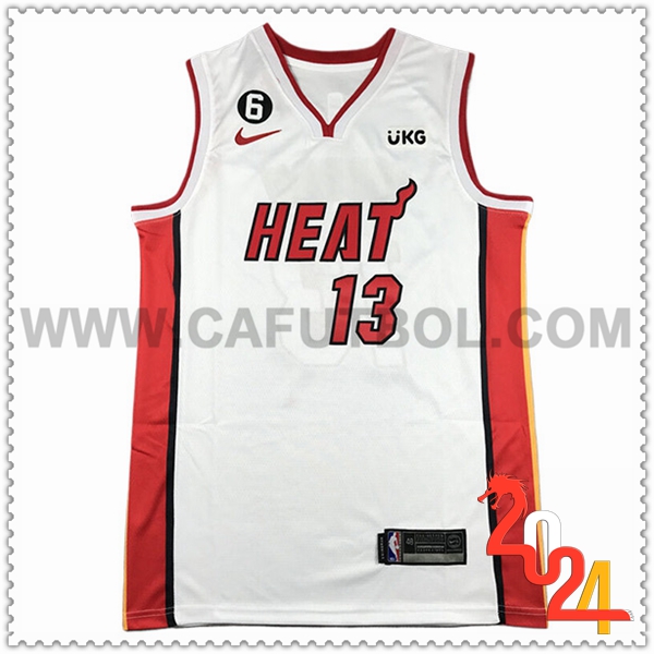 Camisetas Miami Heat (ADEBAYO #13) 2024/25 Blanco/Rojo