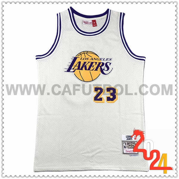 Camisetas Los Angeles Lakers (JAMES #23) 2024/25 Blanco/Amarillo/Azul