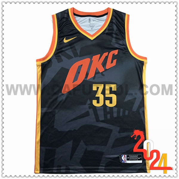 Camisetas Oklahoma City Thunder (DURANT #35) 2024/25 Negro/Rojo/Amarillo