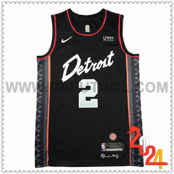 Camisetas Detroit Pistons (CUNNINGHAM #2) 2024/25 Negro/Blanco/Naranja