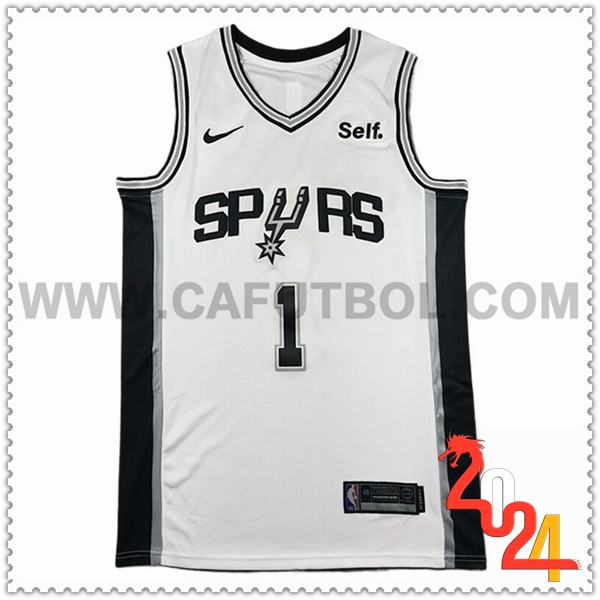 Camisetas San Antonio Spurs (WEMBANYAMA #1) 2024/25 Blanco/Negro