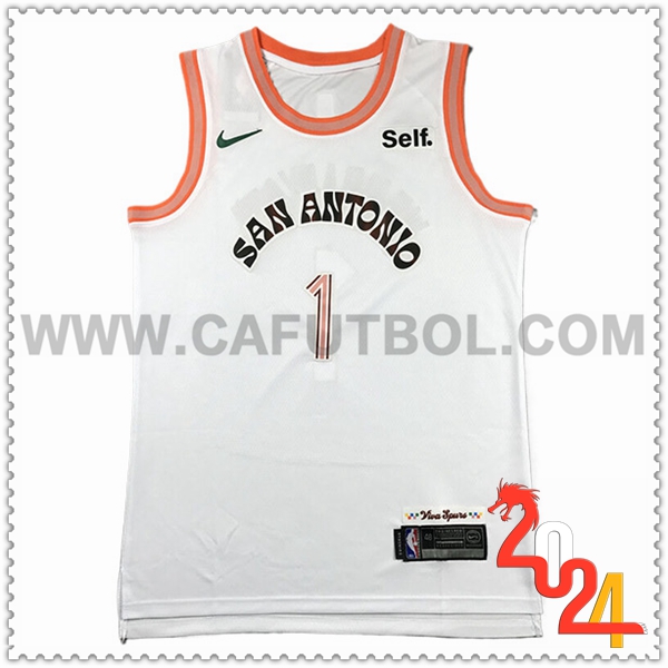 Camisetas San Antonio Spurs (WEMBANYAMA #1) 2024/25 Blanco/Naranja