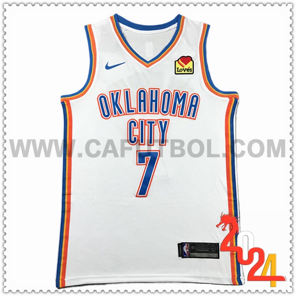 Camisetas Oklahoma City Thunder (HOLMGREN #7) 2024/25 Blanco/Azul/Naranja