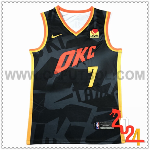 Camisetas Oklahoma City Thunder (HOLMGREN #7) 2024/25 Negro/Gris/Amarillo/Naranja