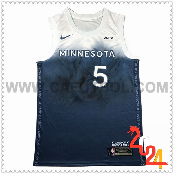 Camisetas Minnesota Timberwolves (EDWARDS #5) 2024/25 Blanco/Azul