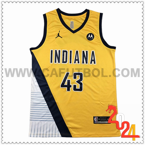 Camisetas Indiana Pacers (SIAKAM #43) 2024/25 Amarillo/Negro/Blanco