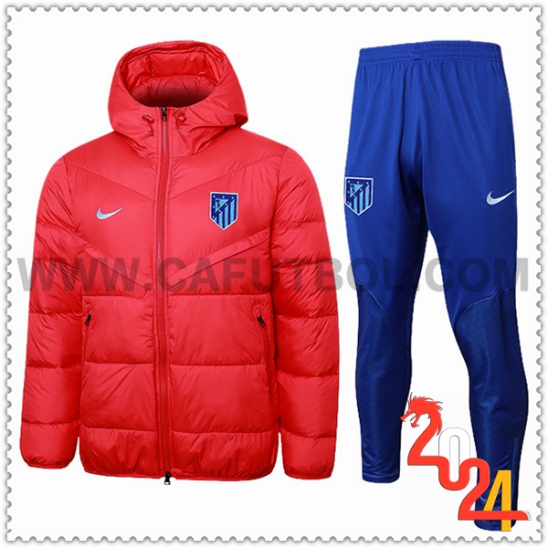 Chandal Plumas Con Capucha Atletico Madrid Rojo 2024 2025