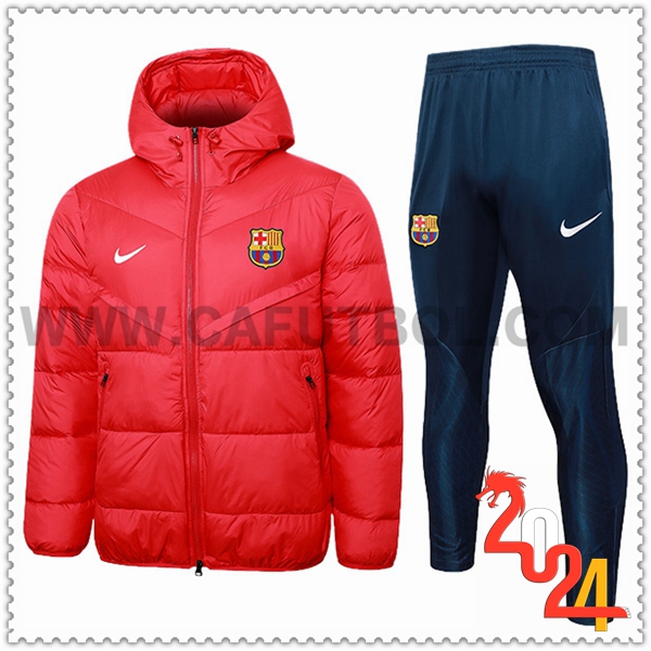 Chandal Plumas Con Capucha FC Barcelona Rojo 2024 2025