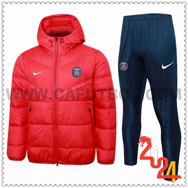 Chandal Plumas Con Capucha PSG Rojo 2024 2025