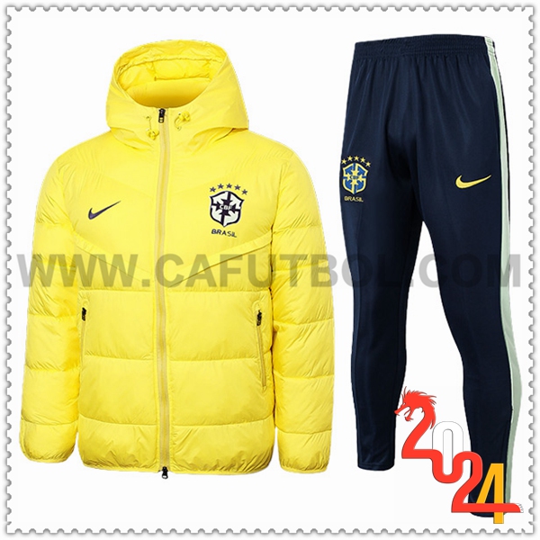 Chandal Plumas Con Capucha Brasil Amarillo 2024 2025