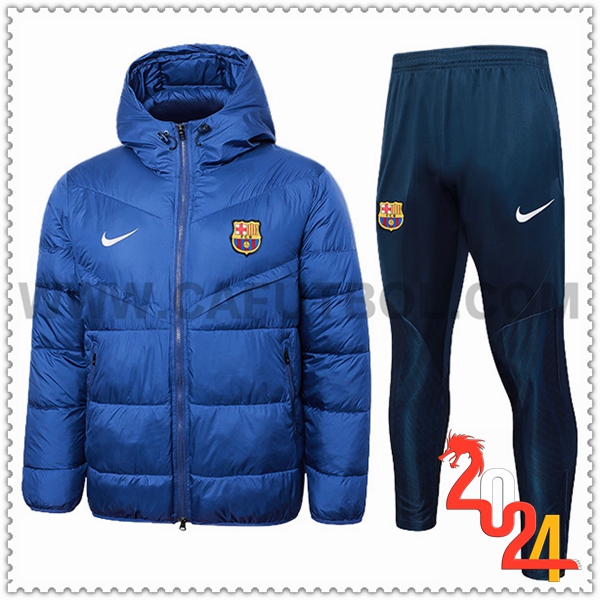 Chandal Plumas Con Capucha FC Barcelona Azul 2024 2025