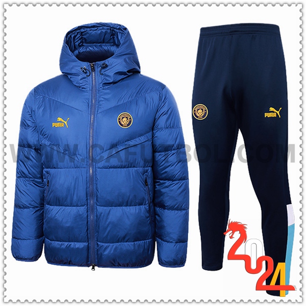 Chandal Plumas Con Capucha Manchester City Azul 2024 2025