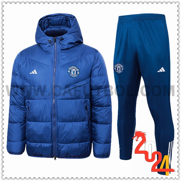 Chandal Plumas Con Capucha Manchester United Azul 2024 2025