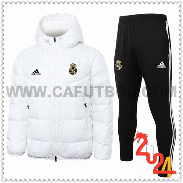 Chandal Plumas Con Capucha Real Madrid Blanco 2024 2025