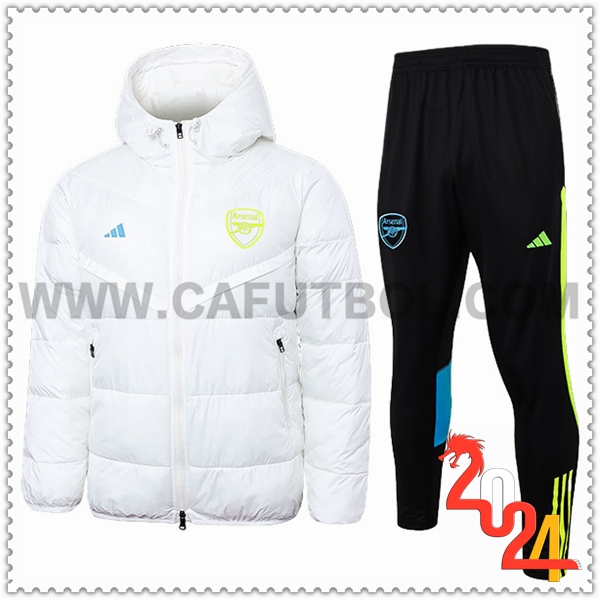 Chandal Plumas Con Capucha Arsenal Blanco 2024 2025