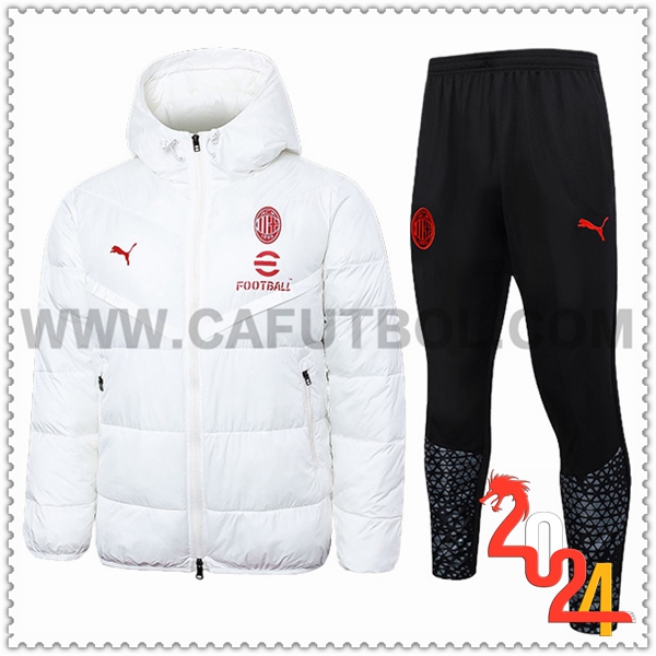 Chandal Plumas Con Capucha AC Milan Blanco 2024 2025