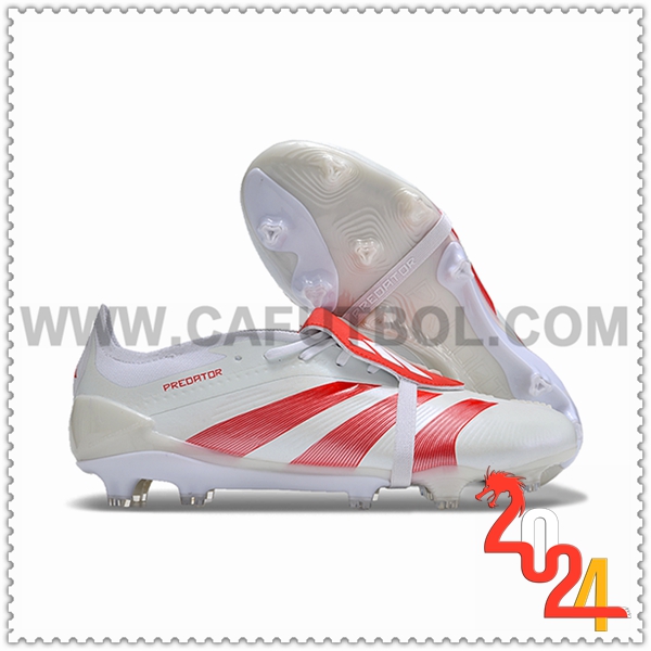 Adidas Botas De Fútbol Predator Elite Tongue FG Blanco/Rojo